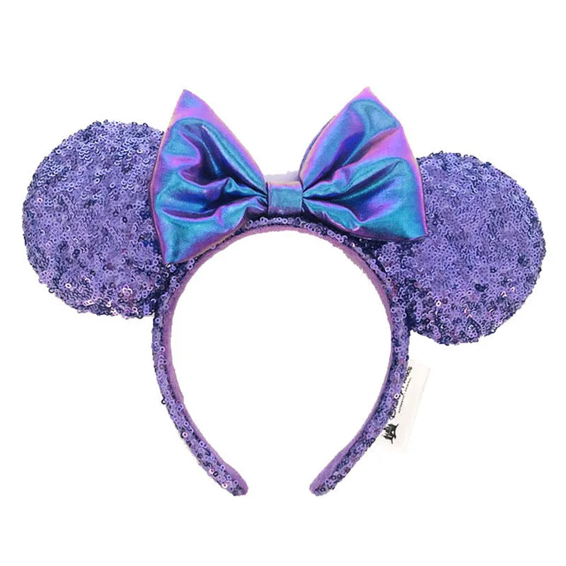 2025 Disney Mickey Mouse Ear Headband Amusement Park Hair Hoop Fish scale sequin mesh Party Headwear Girl Toy Birthday