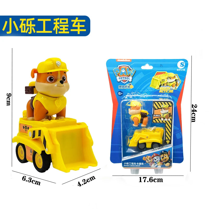 Genuine Paw Patrol Vehicle Chase Skye Marshall Pull Back Cars Playset Building Blocks Ryder Figure Children Toys Birthday Gifts
