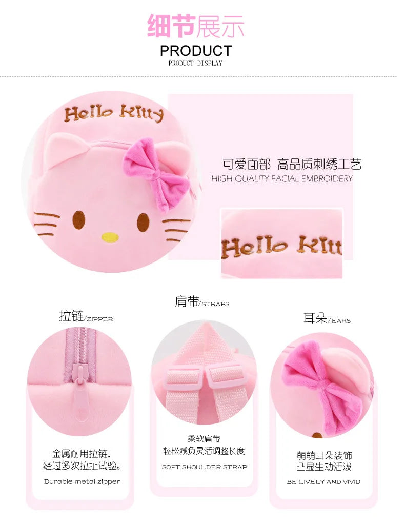 Sanrio Hello Kitty Anime Cute Backpack Cartoon Plush Backpack Kindergarten Schoolbag Kawaii Shoulders Bag Cosplay Surprise Gifts