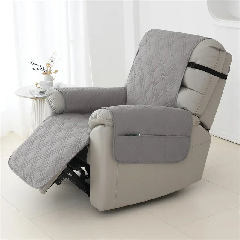 1seater Waterproof Recliner Cover Solid Color Quilted Armchair Slipcover Pet Kids Accent Couch Cushion Living Room Hotel Home