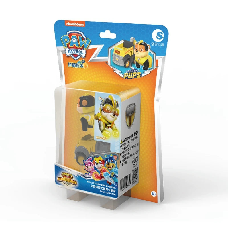 Genuine Paw Patrol Vehicle Chase Skye Marshall Pull Back Cars Playset Building Blocks Ryder Figure Children Toys Birthday Gifts