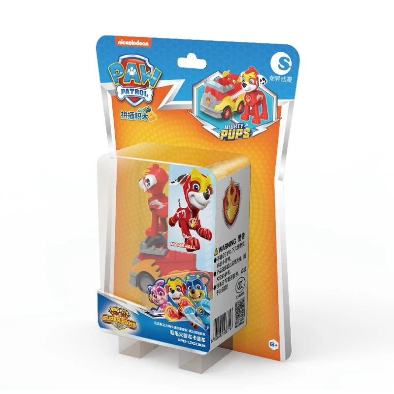 Genuine Paw Patrol Vehicle Chase Skye Marshall Pull Back Cars Playset Building Blocks Ryder Figure Children Toys Birthday Gifts