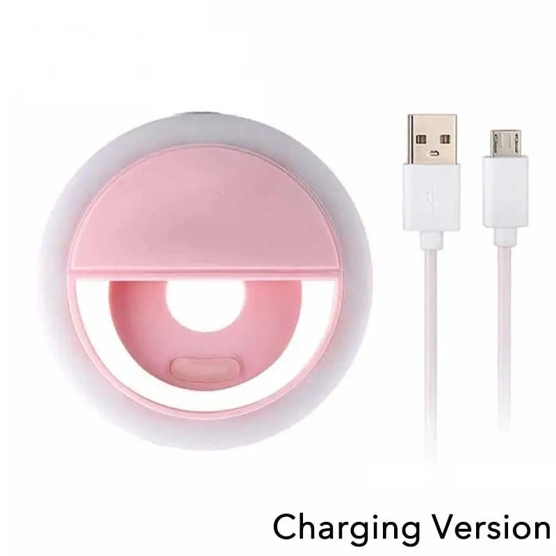 LED Light Ring USB Charge Led Selfie Ring Light Compatible with iPhone Samsung Xiaomi Mobile Phone Lens Ring Clip Selfie Lamp