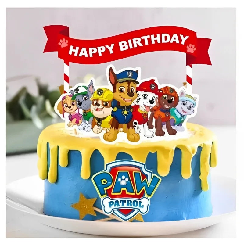 Paw Patrol Cake Decorating Set Anime Figure Ryder Marshall Plug-in Cartoon Baking Supplies Kawaii Cups Cake Card for Kids Gifts