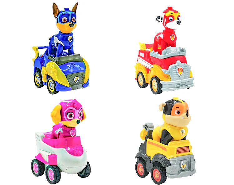 Genuine Paw Patrol Vehicle Chase Skye Marshall Pull Back Cars Playset Building Blocks Ryder Figure Children Toys Birthday Gifts