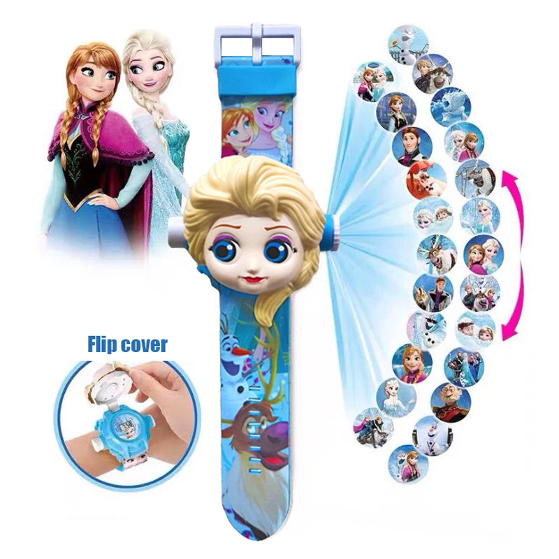 Disney Marvel Figure Spiderman Minnie McQueen 24 Projection Watch Digital Clock Student Wristwatches Kids Toy Boy Birthday Gifts