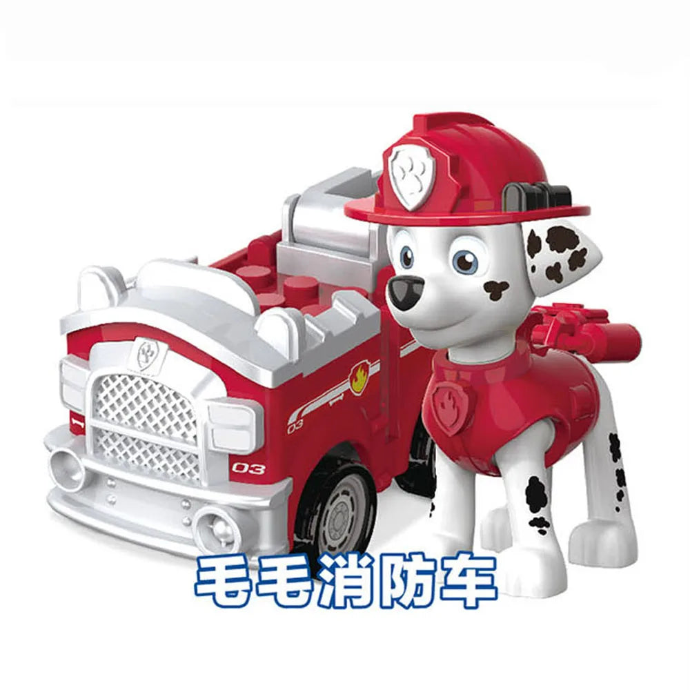 Genuine Paw Patrol Vehicle Chase Skye Marshall Pull Back Cars Playset Building Blocks Ryder Figure Children Toys Birthday Gifts