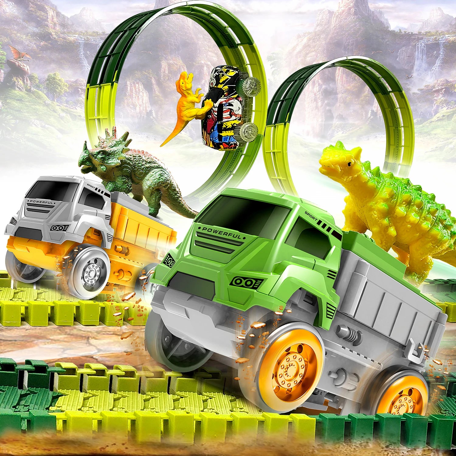 Children Electric Track Toy Car Engineering Minin Car Set Kids Puzzle Boy Toys Track Car Anti-gravity Track Train Gift for Kid