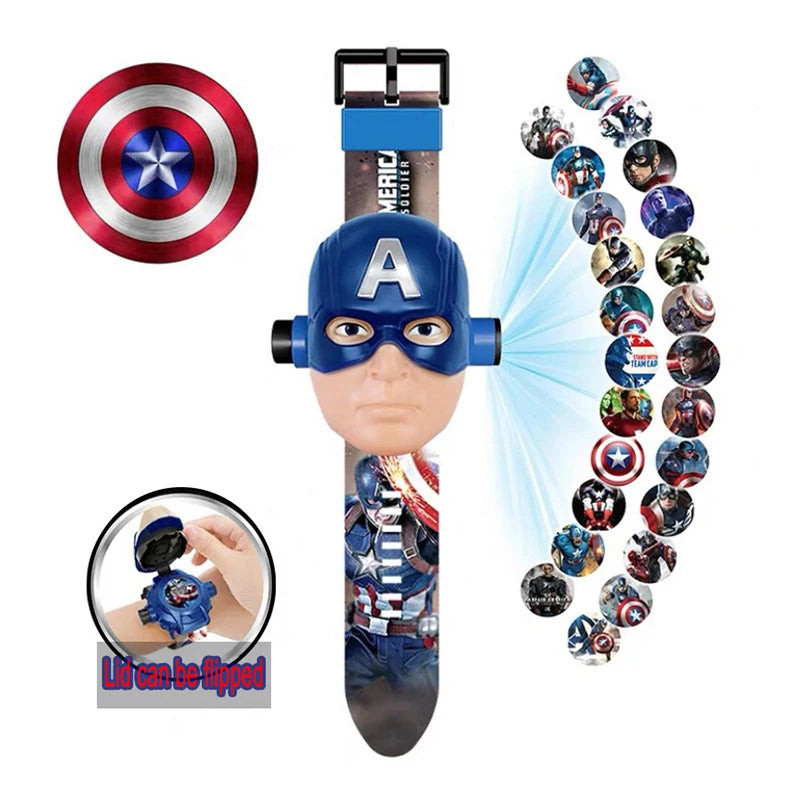 Disney Marvel Figure Spiderman Minnie McQueen 24 Projection Watch Digital Clock Student Wristwatches Kids Toy Boy Birthday Gifts