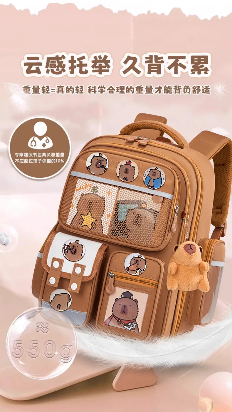 Capybara Children School Bags For Boys Girls Kids backpack Primary Orthopedic School Backpack Waterproof Schoolbag Book Bag