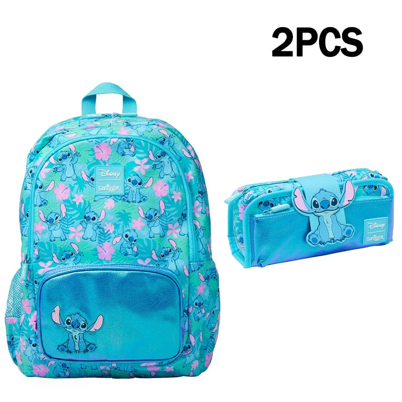 Disney Stitch Australian Smiggle Children'S Learning Stationery Backpack Lunch Bag Pencil Box Water Cup Anime Backpack Gift