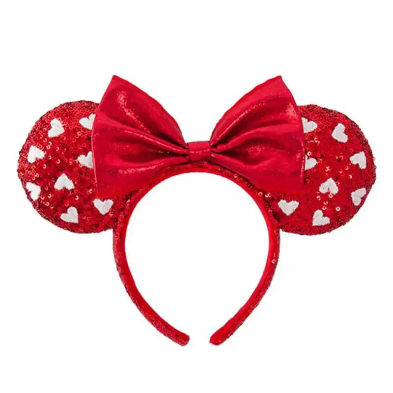 2025 Disney Mickey Mouse Ear Headband Amusement Park Hair Hoop Fish scale sequin mesh Party Headwear Girl Toy Birthday