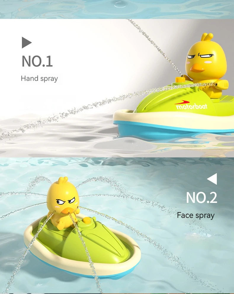 Cute Duck Bathtub Boat Toy with 3 Emotional Ducks Automatic Water Spray Toys for Toddlers Sensory Interactive Baby Shower Gift