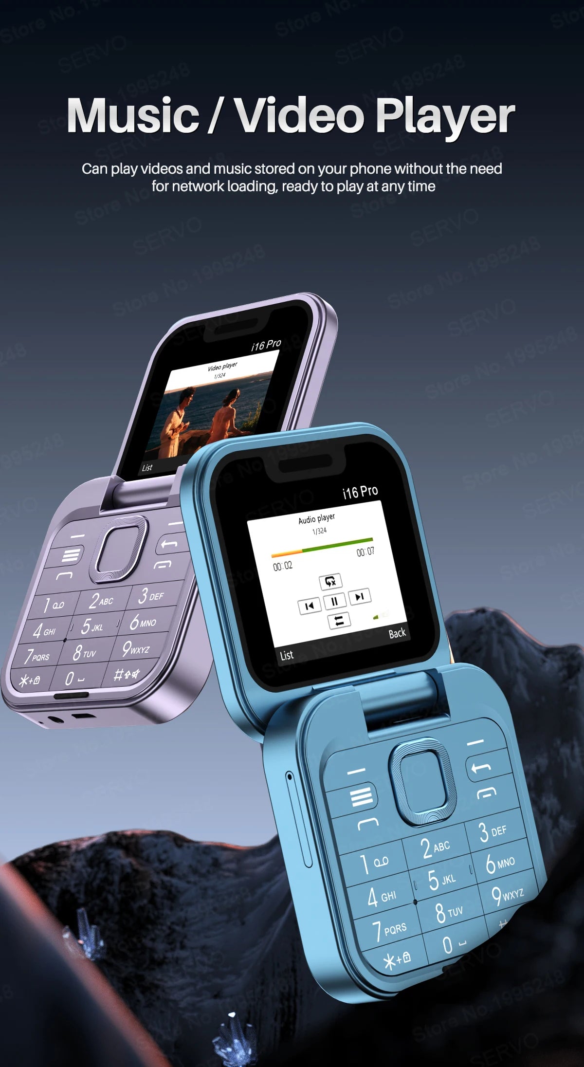 SERVO 2024 New Mini Flip Mobile Phone FM Radio Magic Voice Blacklist Speed Dial Vibration 2SIM Card Small Display Foldable Phone