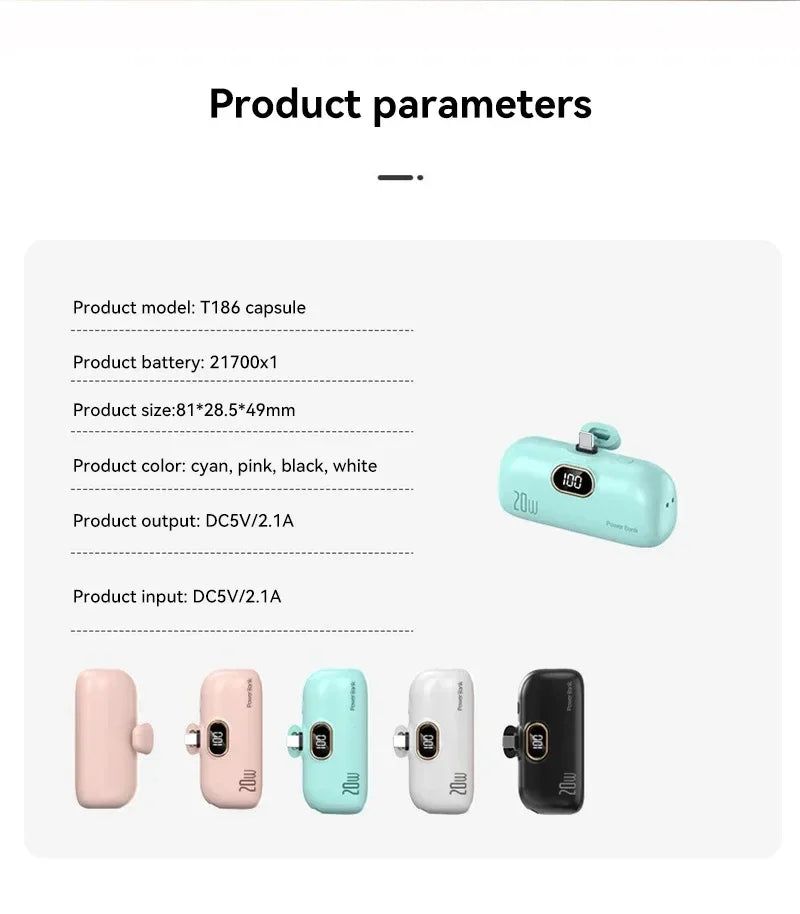Xiaomi 5000mAh Mini Wireless Power Bank Capsule Mobile Power Supply Emergency Fast charging External Battery For IPhone Samsung