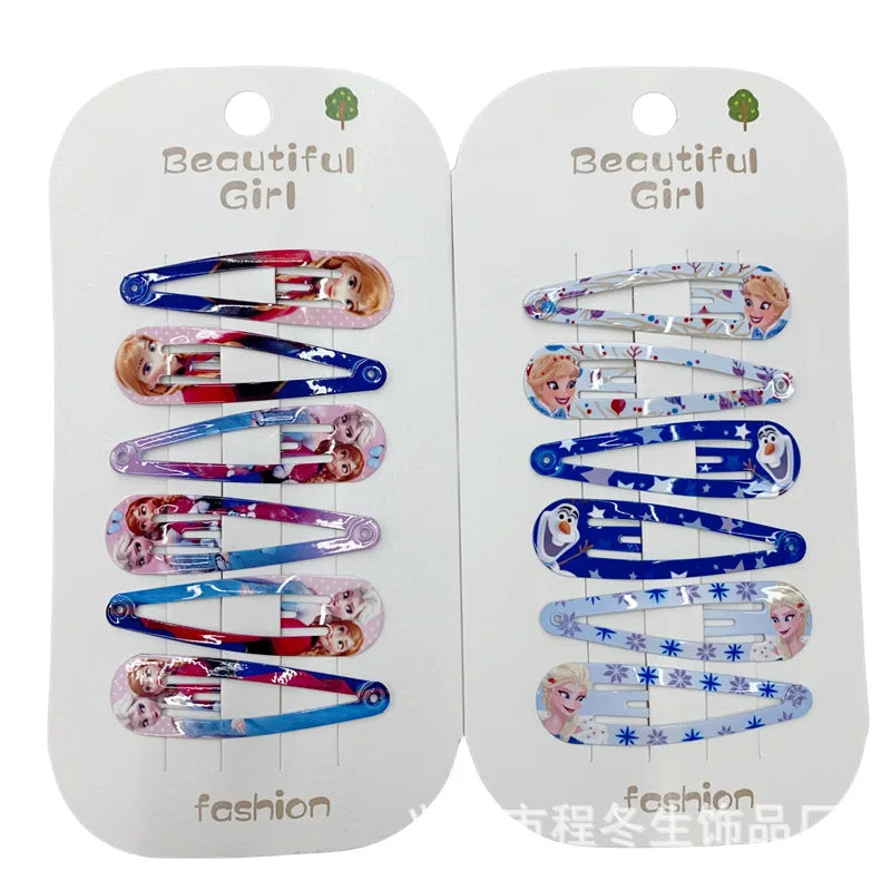 Random 10pcs Frozen Elsa Hair Clip Children's Cute Disney Accessories 4.8cm Digital Printed Hair Clip Minimalist Birthday Gift
