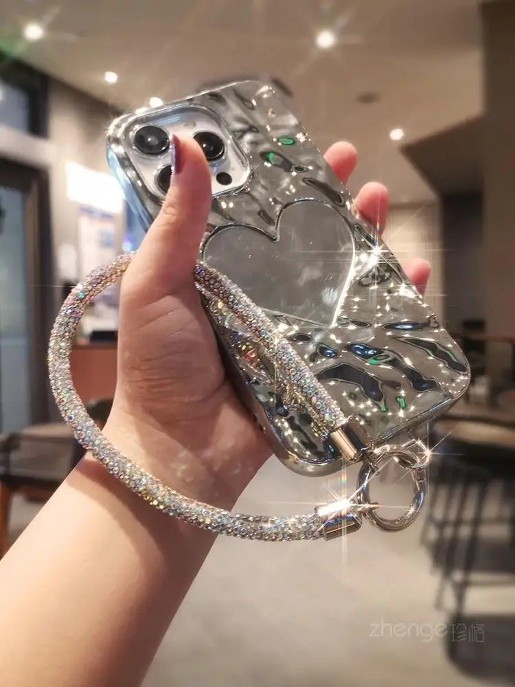 1pcs Short Full Diamond Mobile Phone Lanyard Women's Small Fragrant Wind Short Wrist Case Universal Anyard Metal Clip Lanyard DY