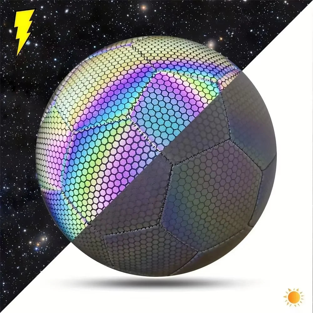1PC Size 5 Reflective Soccer Ball Luminous Colorful Training Football for Indoor And Outdoor Use