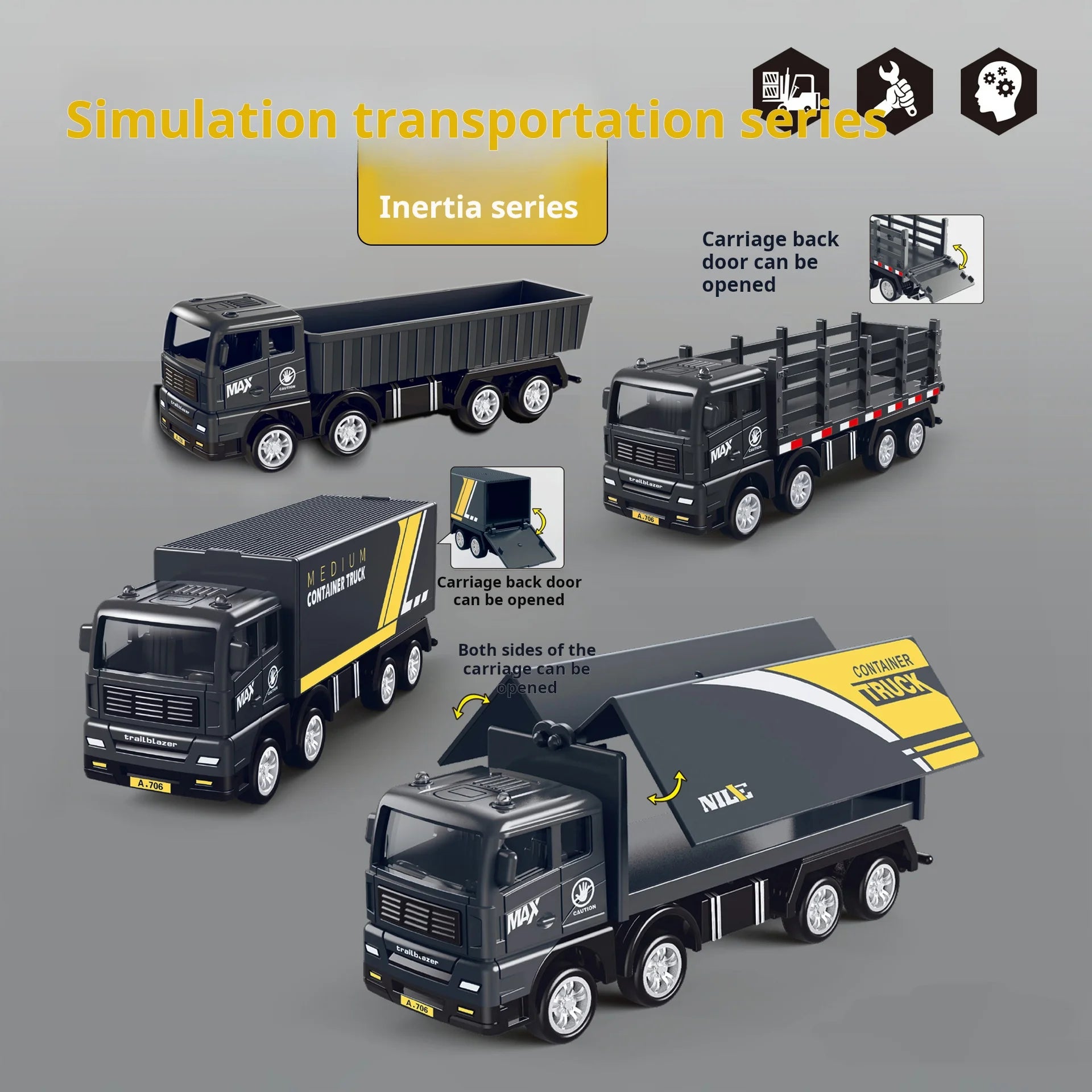 Simulation Transporter Container Truck Freight Vehicle Children Kids Pull Back Car Model Educational Toys for Boy Game Gift