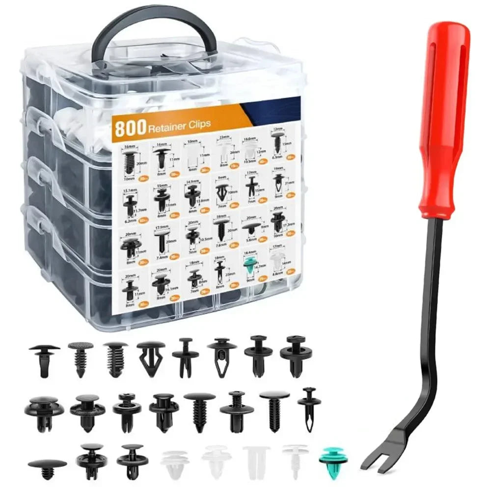 835 Car Push Retainer Black Nylon Fastener Clips in Plastic Box for GM Ford Lexus Honda Chrysler Mazda Nissan Jeep Ford