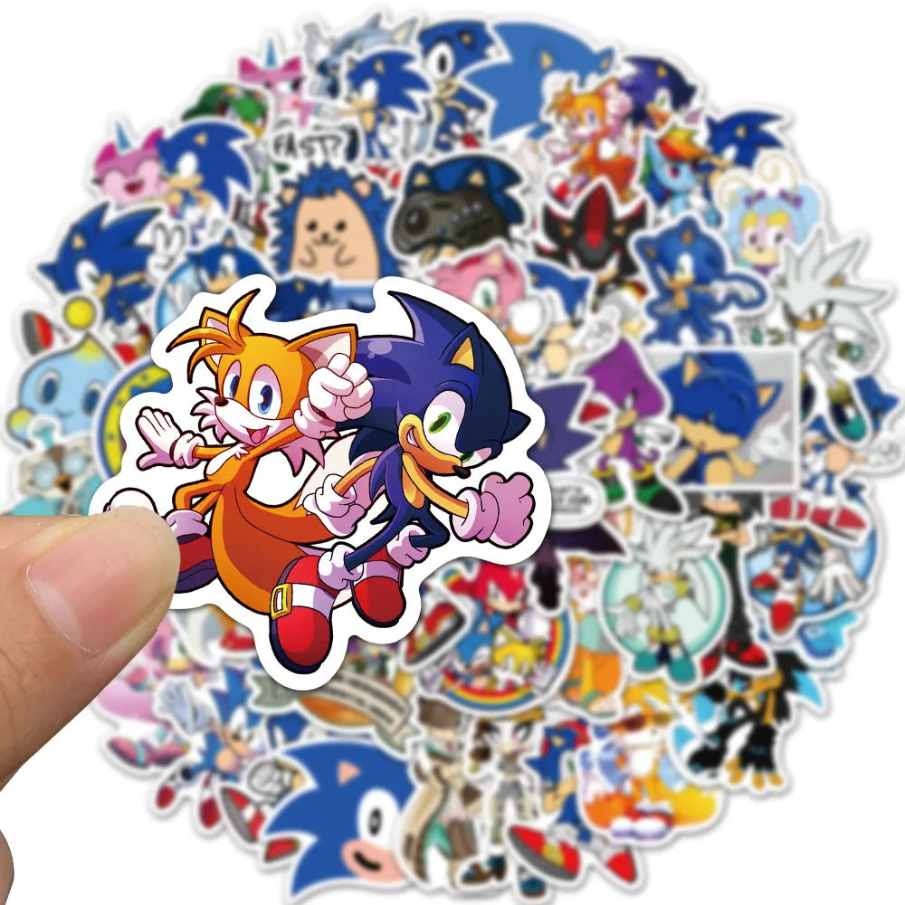 50/100Pcs Sonic Stickers Cute Cartoon Classic Toys Decoration Decals DIY Stationery Phone Case Kids Anime Sticker Toy