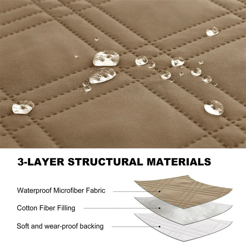 1seater Waterproof Recliner Cover Solid Color Quilted Armchair Slipcover Pet Kids Accent Couch Cushion Living Room Hotel Home