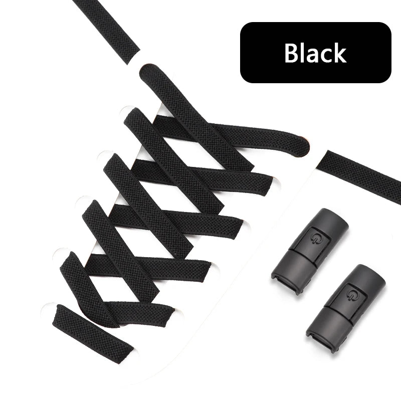 1Pair No Tie Shoe laces Press Lock Shoelaces without ties Elastic Laces Sneaker Kids Adult 8MM Widened Flat Shoelace for Shoes