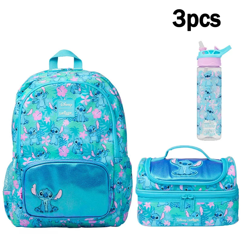 Disney Stitch Australian Smiggle Children'S Learning Stationery Backpack Lunch Bag Pencil Box Water Cup Anime Backpack Gift