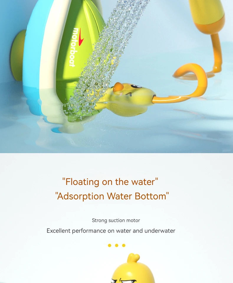 Cute Duck Bathtub Boat Toy with 3 Emotional Ducks Automatic Water Spray Toys for Toddlers Sensory Interactive Baby Shower Gift