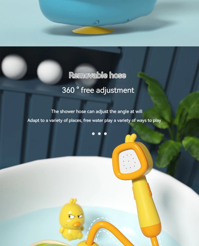 Cute Duck Bathtub Boat Toy with 3 Emotional Ducks Automatic Water Spray Toys for Toddlers Sensory Interactive Baby Shower Gift