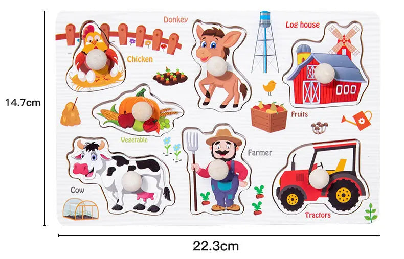 Baby Wooden Puzzles Montessori Toys 1 2 3 Years Toddler Toys Hand Grab Board Alphabet Number Cognition Learning Educational Toys