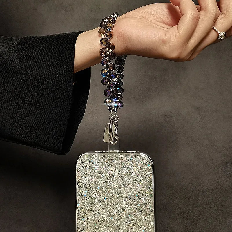 Multicolor Crystal Beads phone Lanyard Bling Hand Chain Keychain Accessory Elegant Women's Bag Pendant