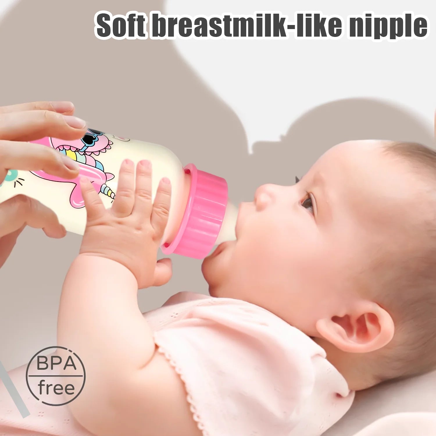 250ml newborn baby bottle, drop-proof and leak-proof baby cartoon PP bottle, safe, durable baby feeding bottle, BPA-free