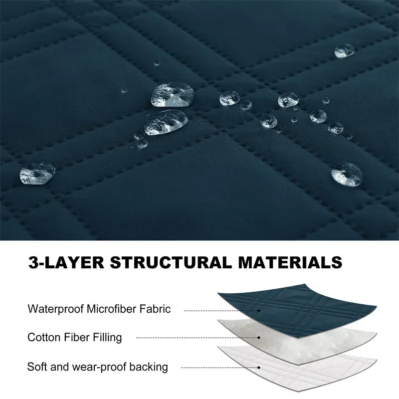 1seater Waterproof Recliner Cover Solid Color Quilted Armchair Slipcover Pet Kids Accent Couch Cushion Living Room Hotel Home