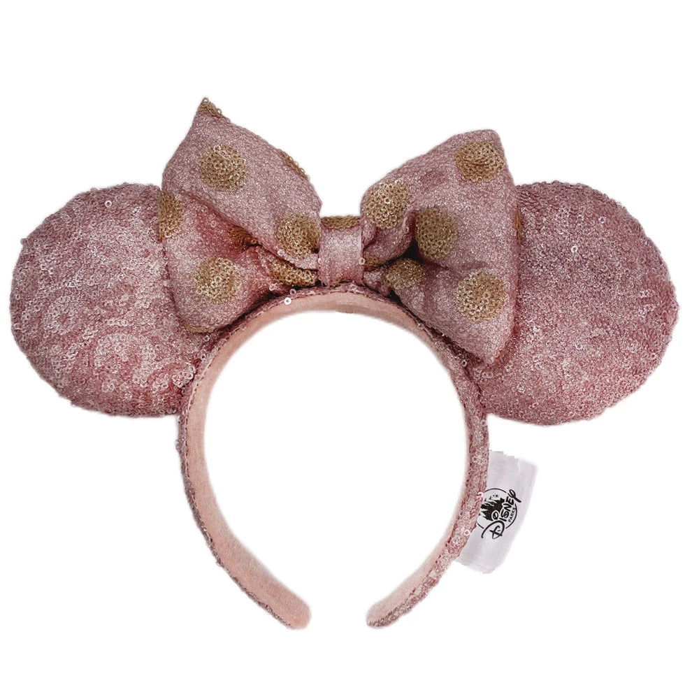 2025 Disney Mickey Mouse Ear Headband Amusement Park Hair Hoop Fish scale sequin mesh Party Headwear Girl Toy Birthday