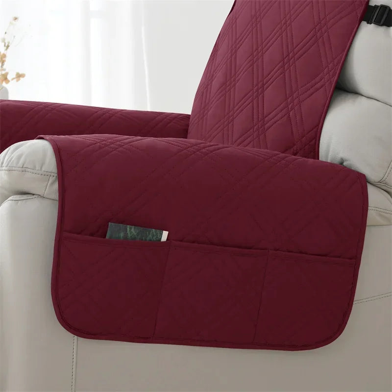 1seater Waterproof Recliner Cover Solid Color Quilted Armchair Slipcover Pet Kids Accent Couch Cushion Living Room Hotel Home