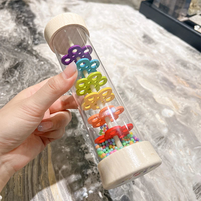 Montessori  Baby Rain Stick Rainbow Hourglass Rain Music Rattle Baby Educational Toy Rainmaker Montessori Sensory Toys for Kids