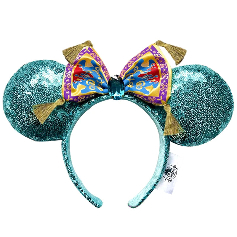 2025 Disney Mickey Mouse Ear Headband Amusement Park Hair Hoop Fish scale sequin mesh Party Headwear Girl Toy Birthday