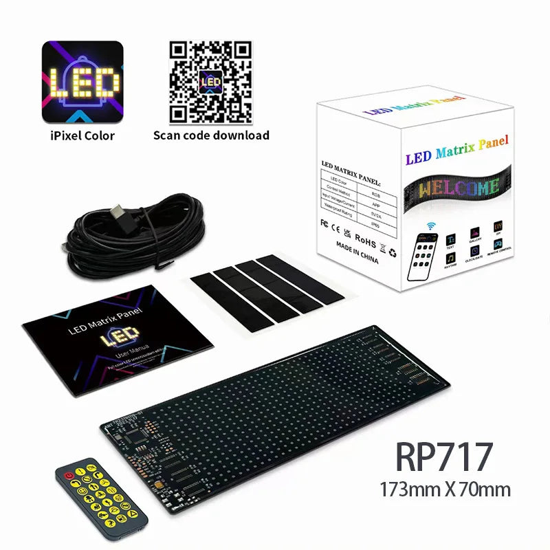 LED Matrix Pixel Panel USB 5V Flexible Addressable RGB Pattern Graffiti Scrolling Text Animation Display Car Shop Bluetooth APP
