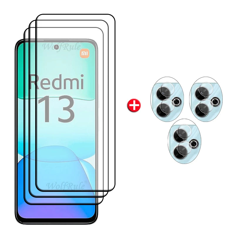 6-in-1 For Xiaomi Redmi 13 Glass For Redmi 13 Tempered Glass 9H HD Protective Screen Protector For Redmi 13 Redmi13 Lens Glass
