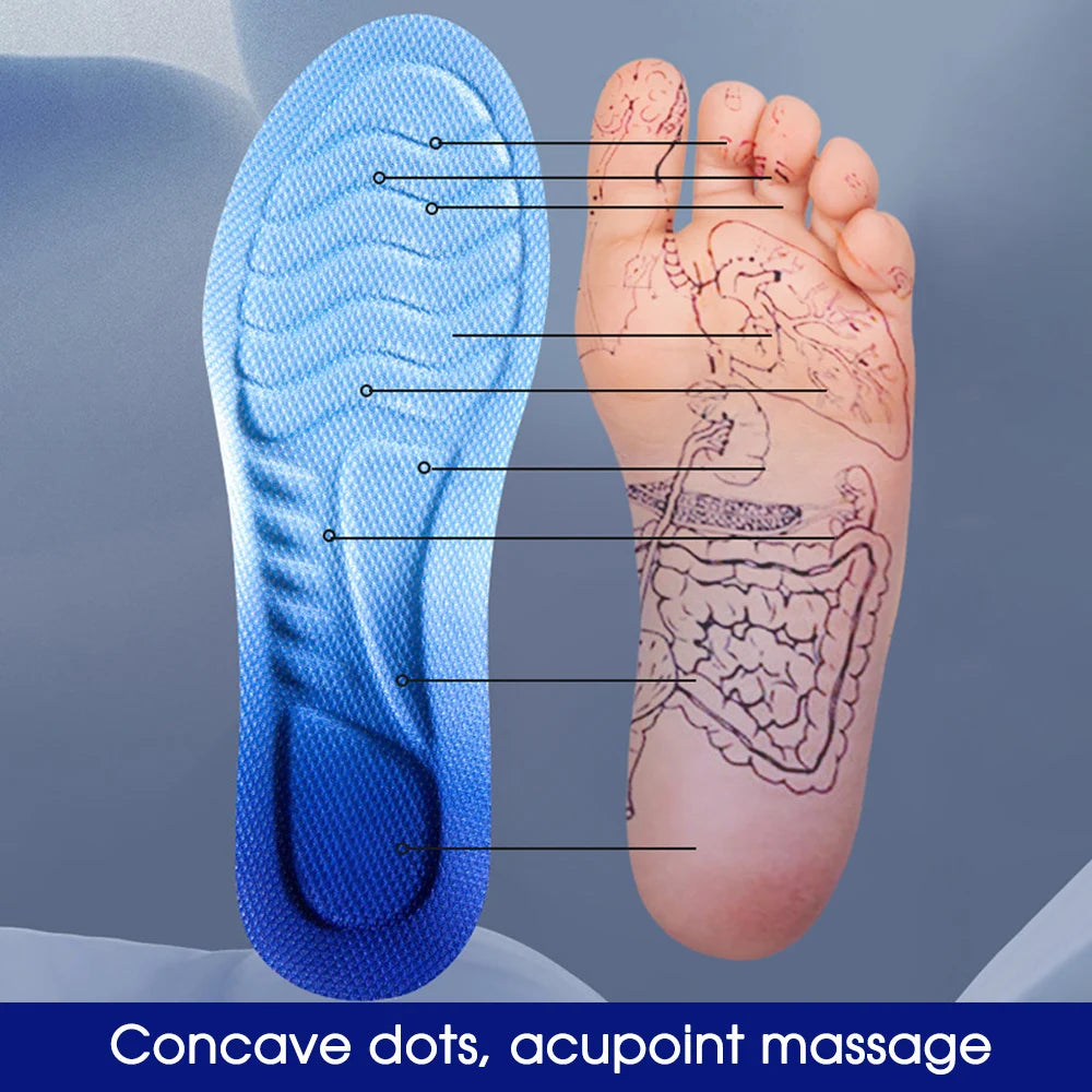 4D Cloud Technology Sports Insoles for Shoes PU Sole Soft Breathable Shock Absorption Cushion Running Orthopedic Care Insoles