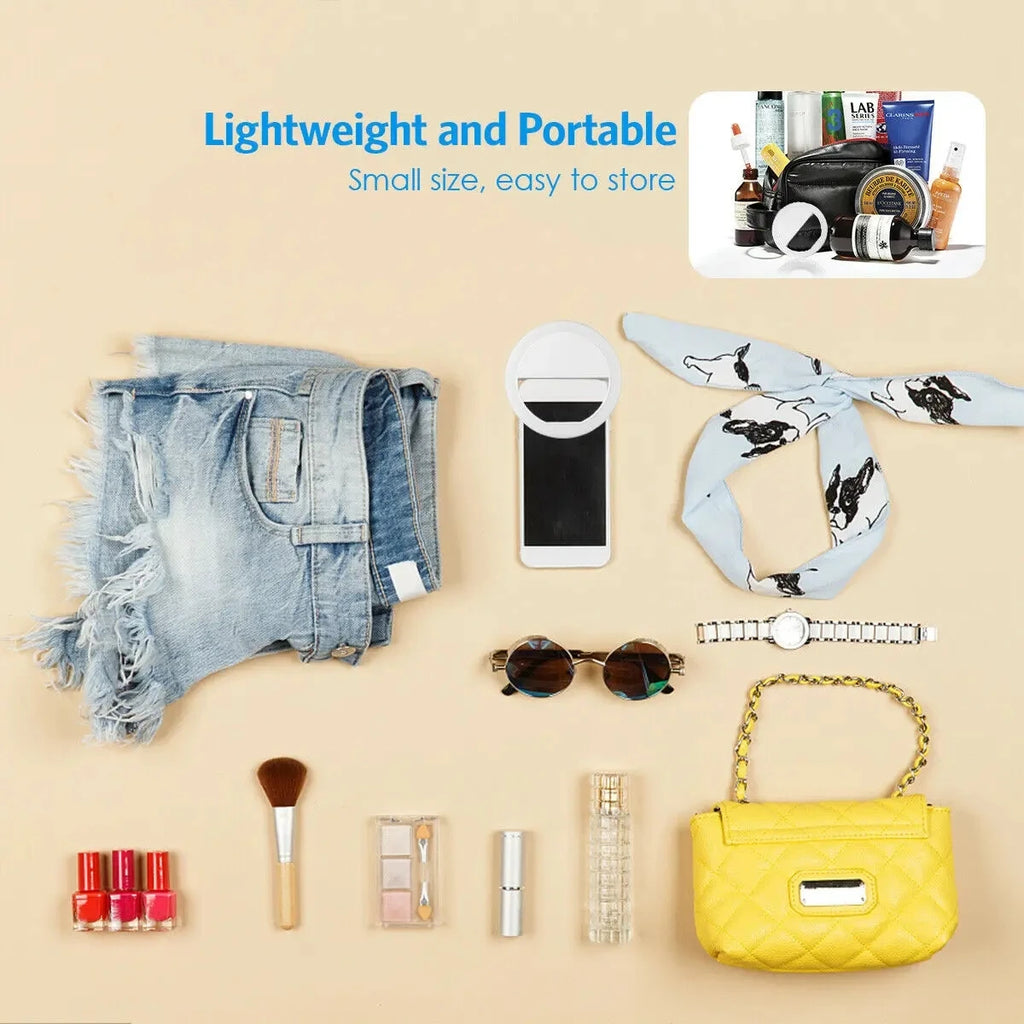 LED Light Ring USB Charge Led Selfie Ring Light Compatible with iPhone Samsung Xiaomi Mobile Phone Lens Ring Clip Selfie Lamp