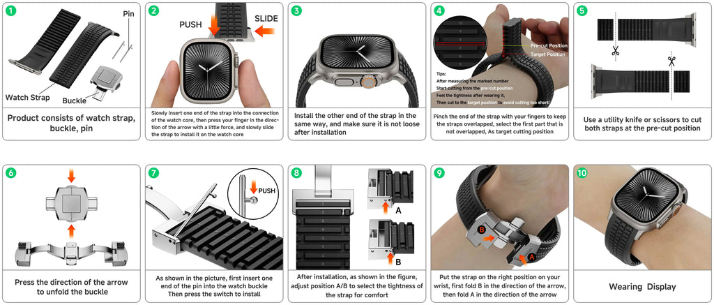 Sport Silicone Band For Apple Watch Ultra 2 Series 10 9 8 7 6 SE 5 4 Luxury Strap For iWatch 44mm 45mm 46mm 49mm Bracelet Correa