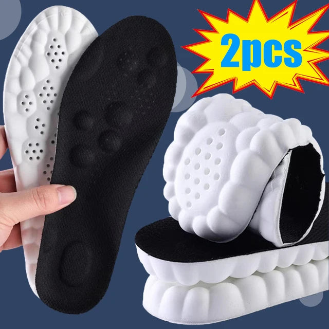 4D Cloud Technology Sports Insoles for Shoes PU Sole Soft Breathable Shock Absorption Cushion Running Orthopedic Care Insoles