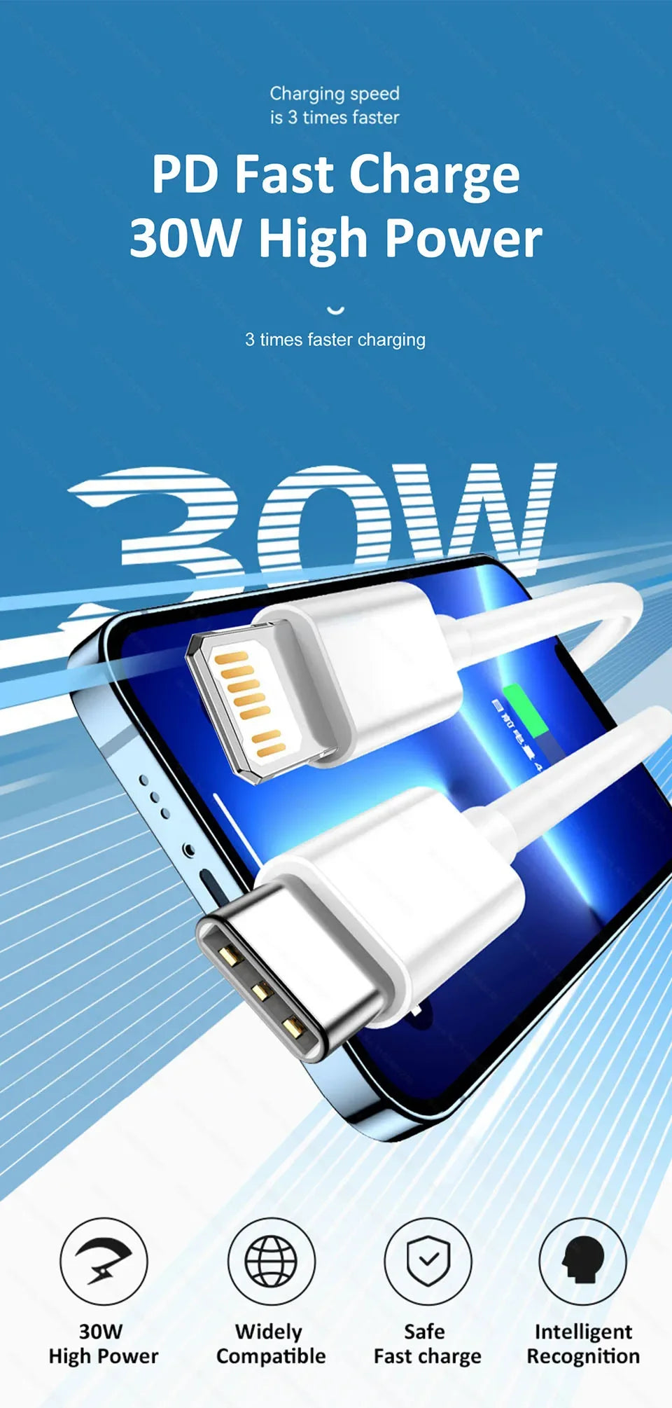 5-1pcs 30W Fast Charging Cable For Apple iPhone 13 12 11 14 Pro Max Mini USB C Cable For X XR XS MAX 7 8 14 Plus 6 Accessories