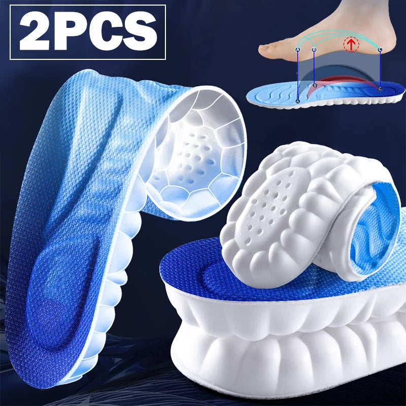 4D Cloud Technology Sports Insoles for Shoes PU Sole Soft Breathable Shock Absorption Cushion Running Orthopedic Care Insoles