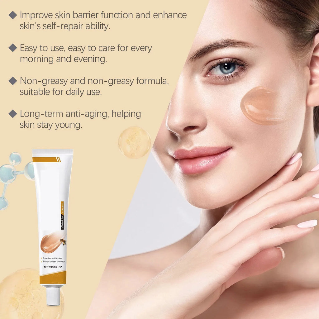 Facial Care Cream, Bee Venom Anti-Wrinkle Cream, Hydrating, Brightening, Delicate Rejuvenating, Soft Skin Care Cream 20g, 0.71oz