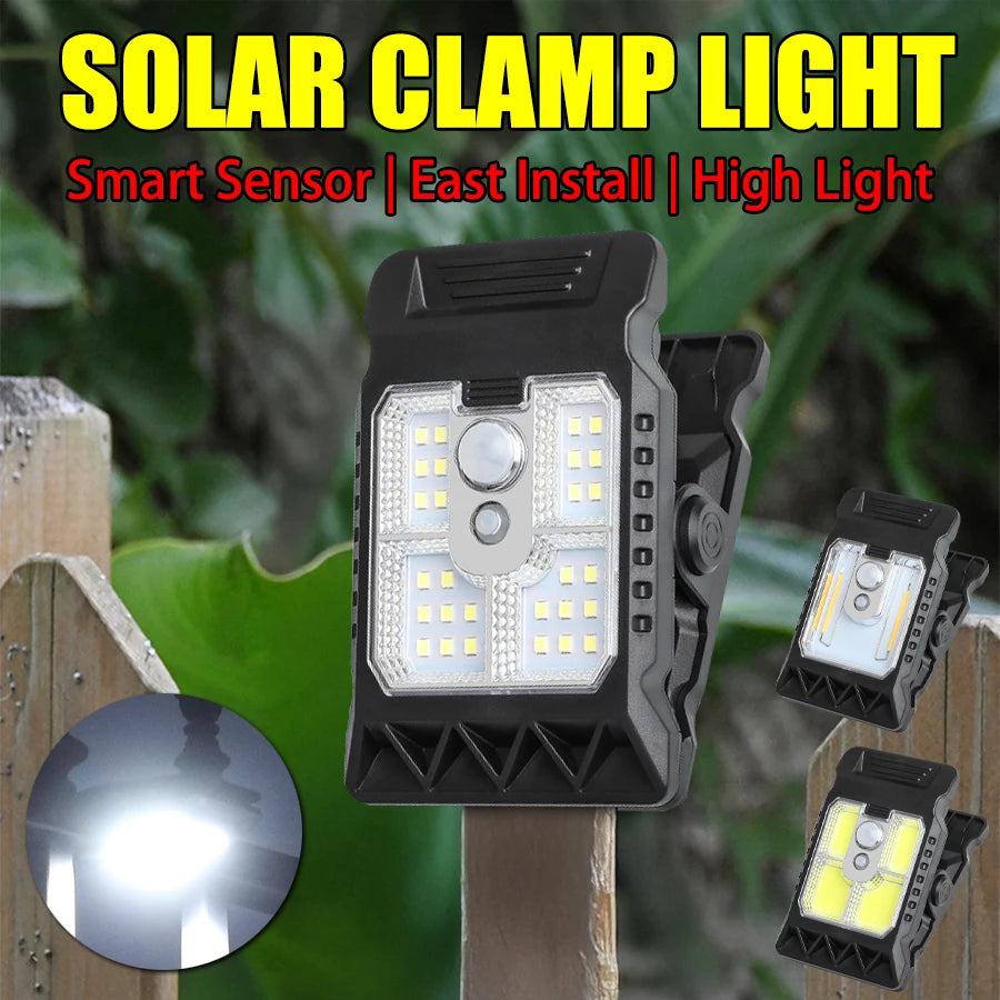 Outdoor LED Solar Clip Light  Portable Waterproof Body Sensor Lamp Courtyard Garden Lamp Patio Home Camping Wall Lights
