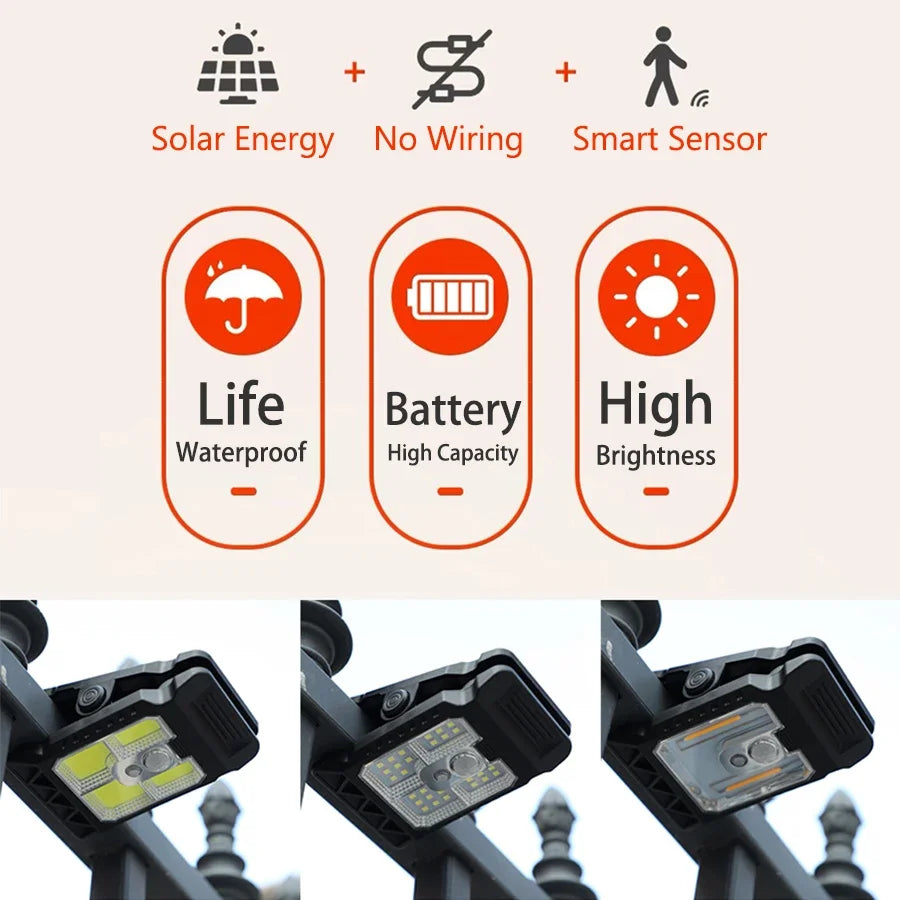 Outdoor LED Solar Clip Light  Portable Waterproof Body Sensor Lamp Courtyard Garden Lamp Patio Home Camping Wall Lights