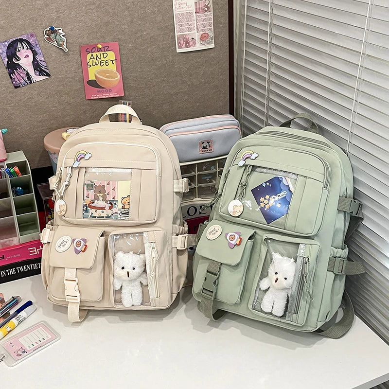 Stylish Lightweight Backpack with Transparent Front Pocket - Large Capacity for School, Travel and Outdoor Activities